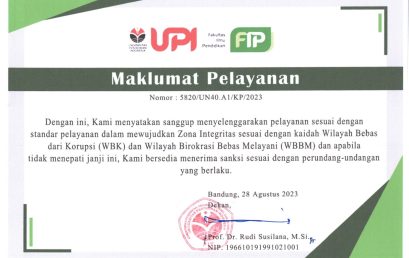 FIP Mewujudkan Zona Integritas Sesuai Kaidah Wilayah Bebas dari Korupsi (WBK) dan Wilayah Birokrasi Bebas Melayani (WBBM)